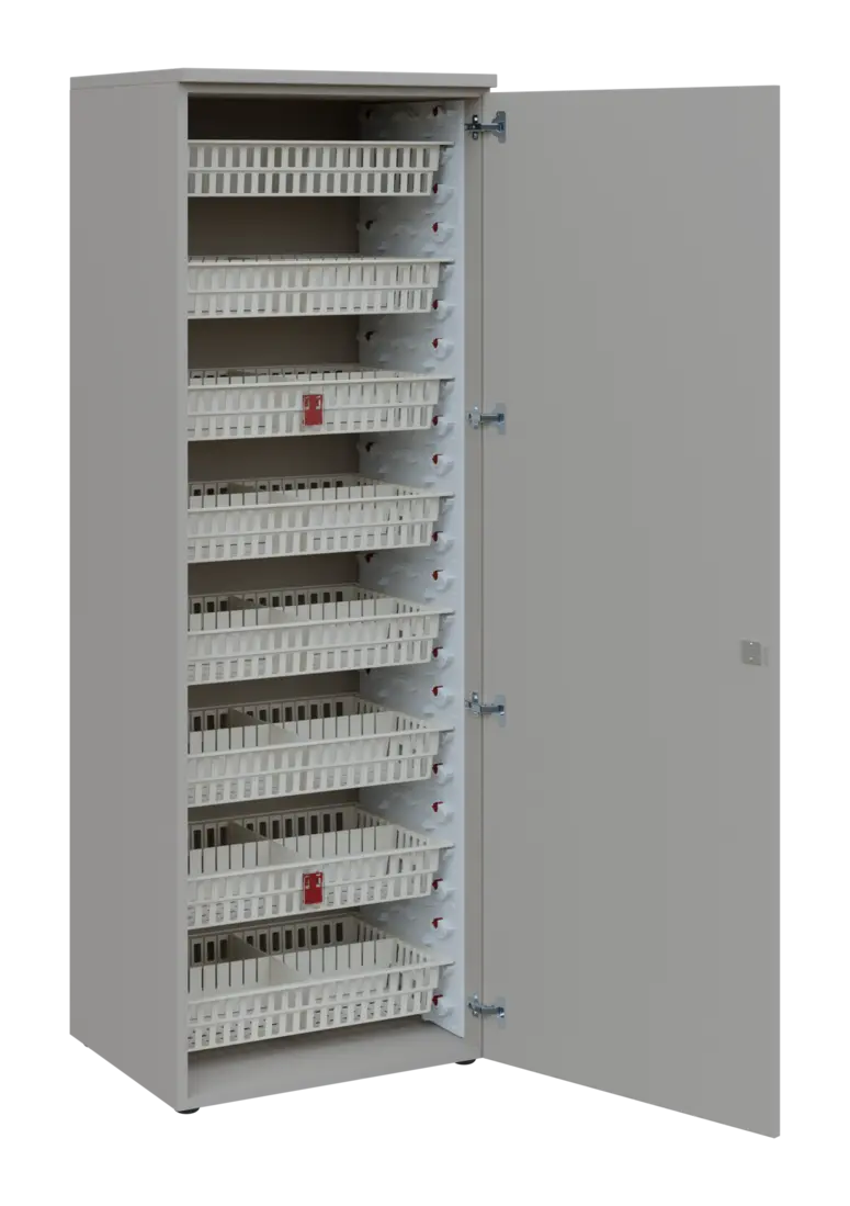 EUROMEDICA D - 66/M ABS skříň léková boxová, 1-dveřová, pravá, 1950x660x535, korpus šedý, dvířka šed